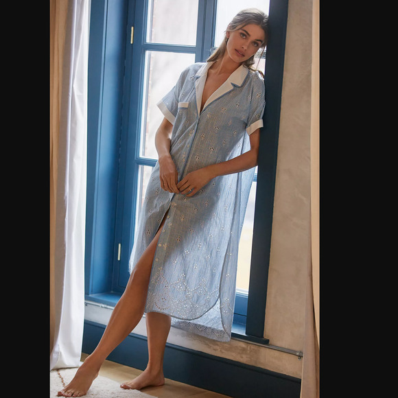 NWT Anthropologie Cezzane Striped Eyelet Dress - Small - Picture 1 of 6